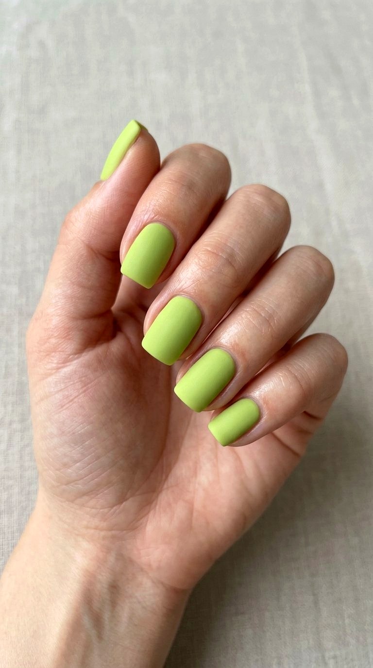 Lime Green Matte Nails - 21 Lime Green Nail Ideas