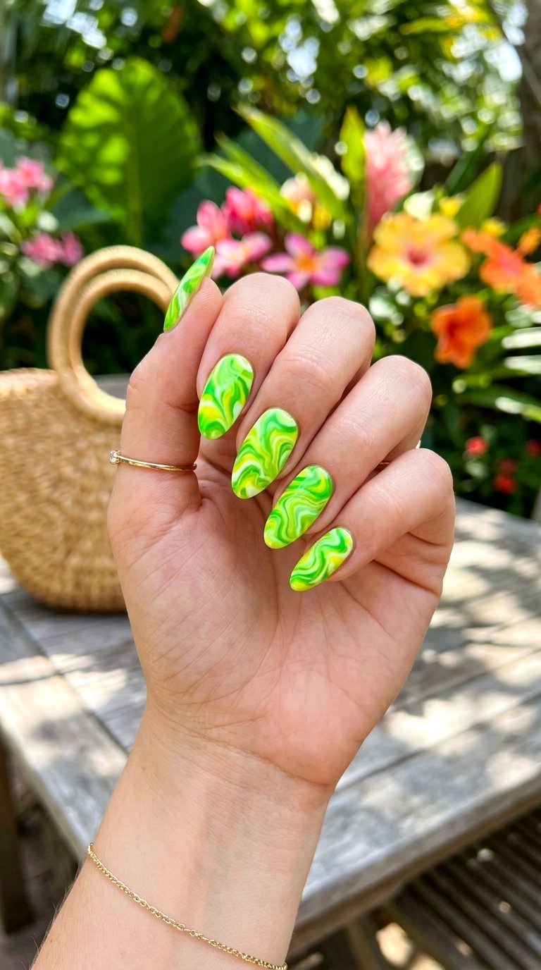 Lime Green Tie Dye Nails - 21 Lime Green Nail Ideas