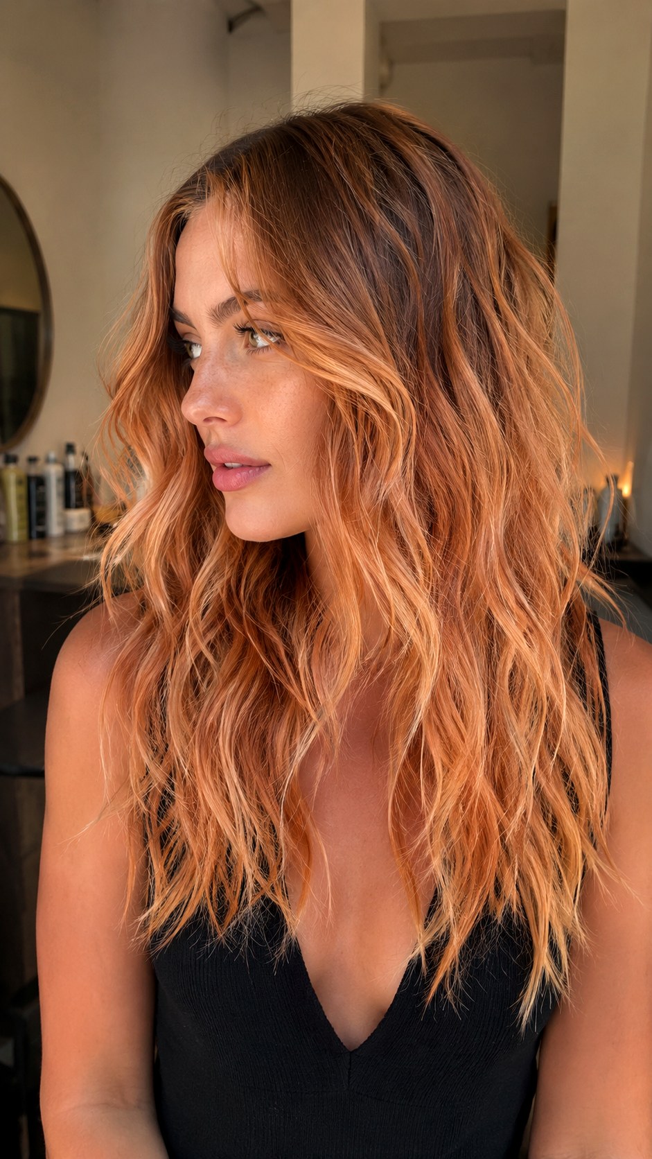 Lived In Apricot Beach Waves - 25 Golden Apricot Hair Color Ideas