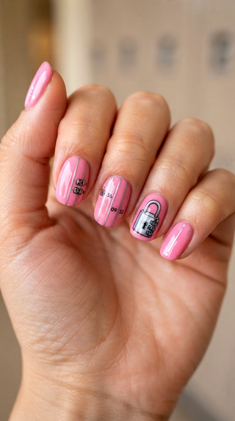 Locker Combination Nail Art - 22 cute back to school nail art design