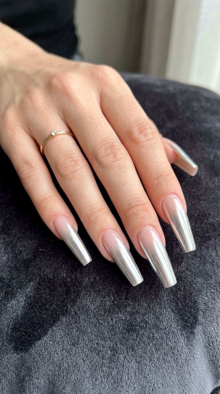 Long Coffin Chrome Glaze - 22 Glazed Donut Chrome Nail Ideas
