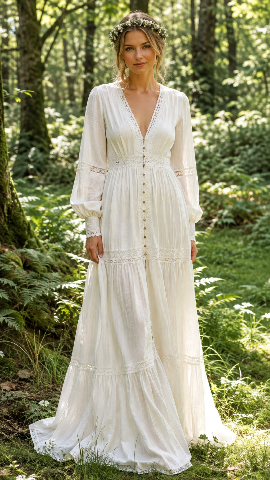 Long Sleeve Bohemian Cotton Dress - 22 Dream Wedding Simple Dresses Ideas