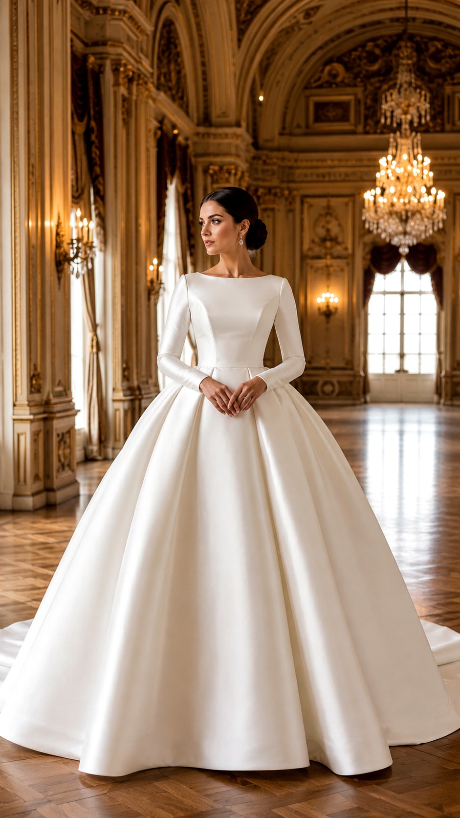 Long Sleeve Mikado Ballgown Silhouette - 22 Dream Wedding Simple Dresses Ideas