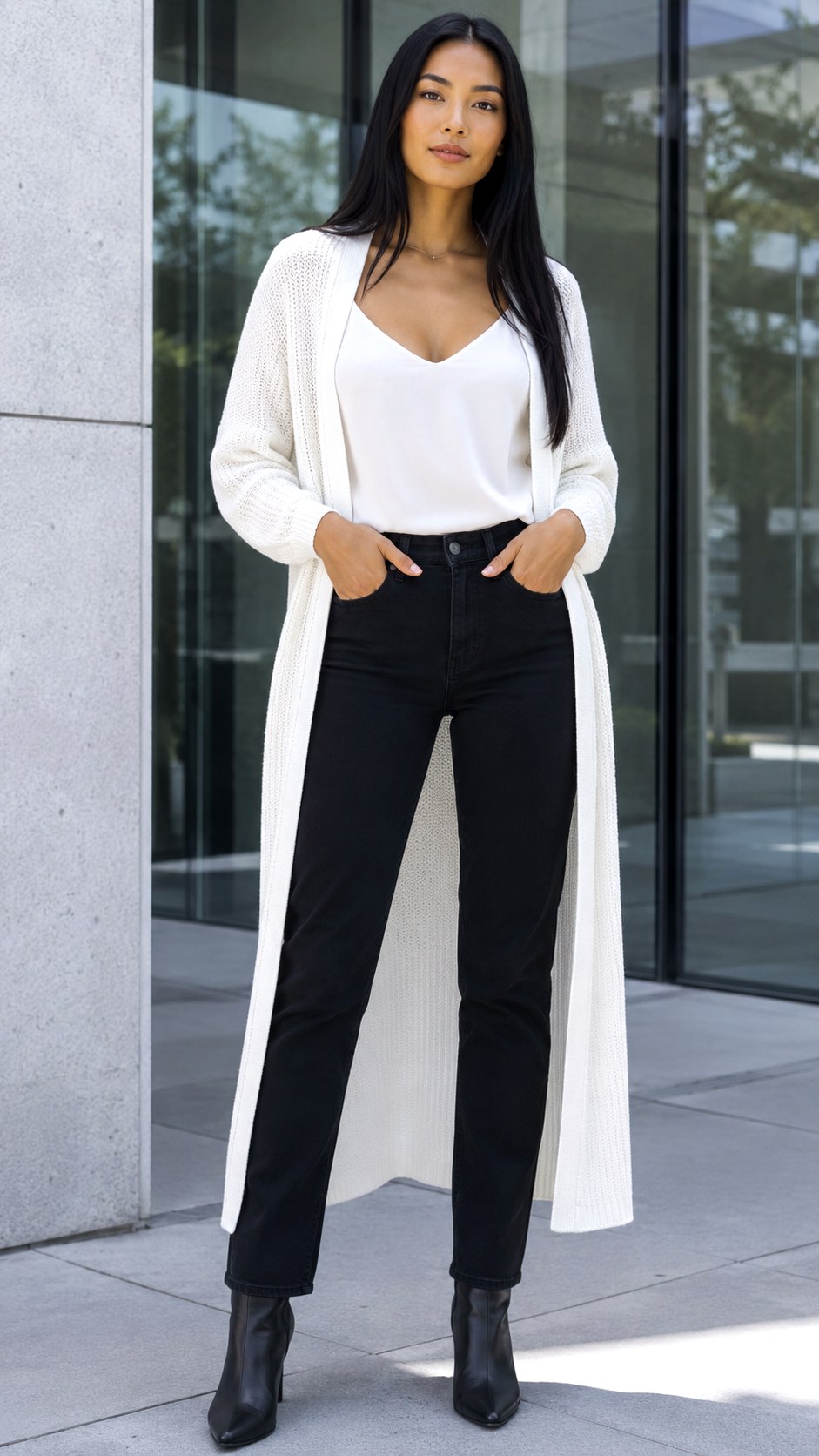 Long White Knit Duster Outfit - 22 white knit outfit ideas