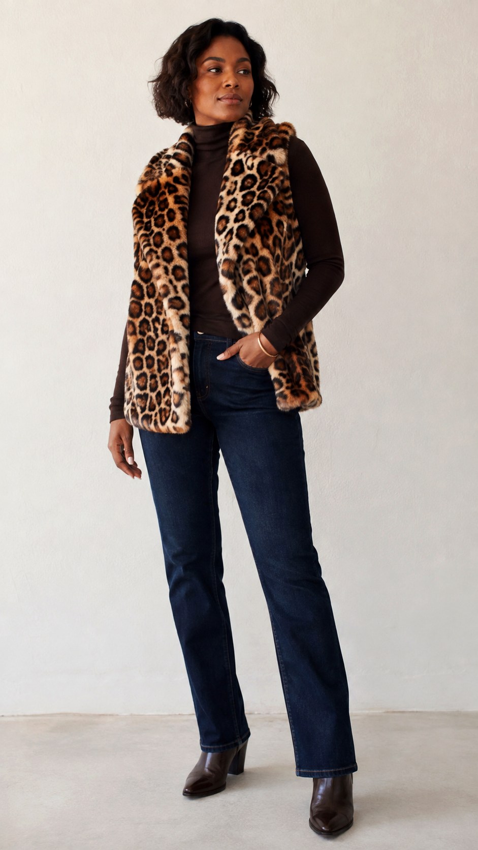 Luxury Faux Mink Leopard Vest - 21 animal inspired outfit ideas