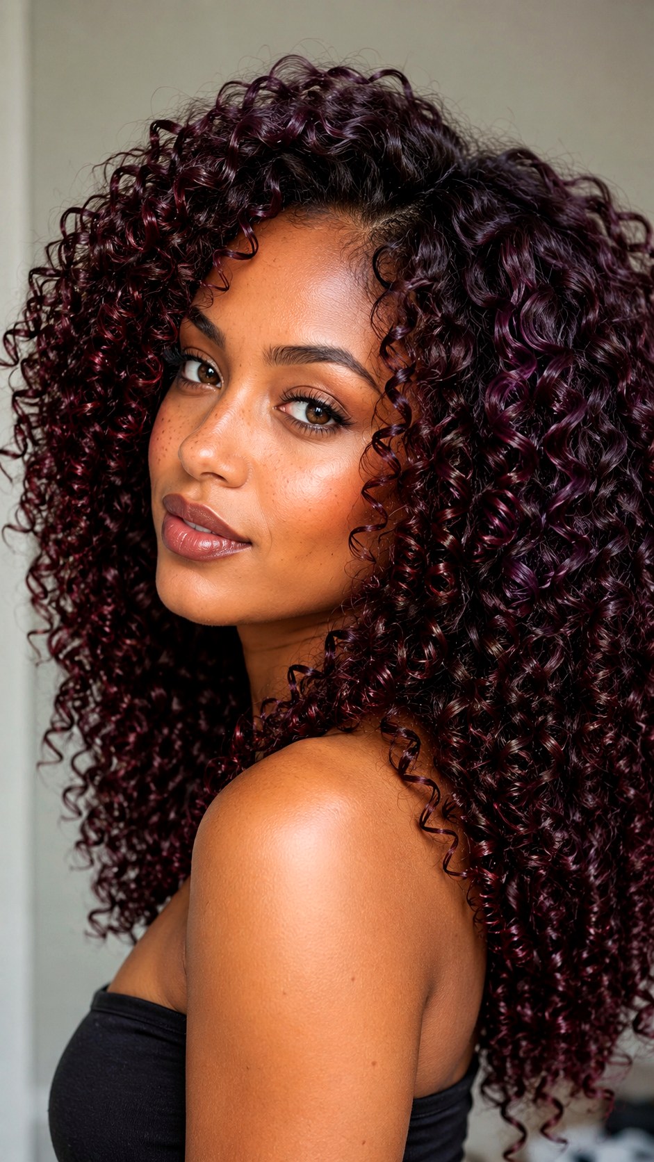 Mahogany High Contrast Curl Color - 25 Curly Hair Color Ideas