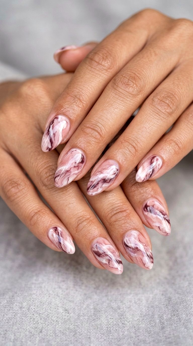 Marbled Terracotta Pink Stone - 20 Desert Rose Pink Nail Ideas