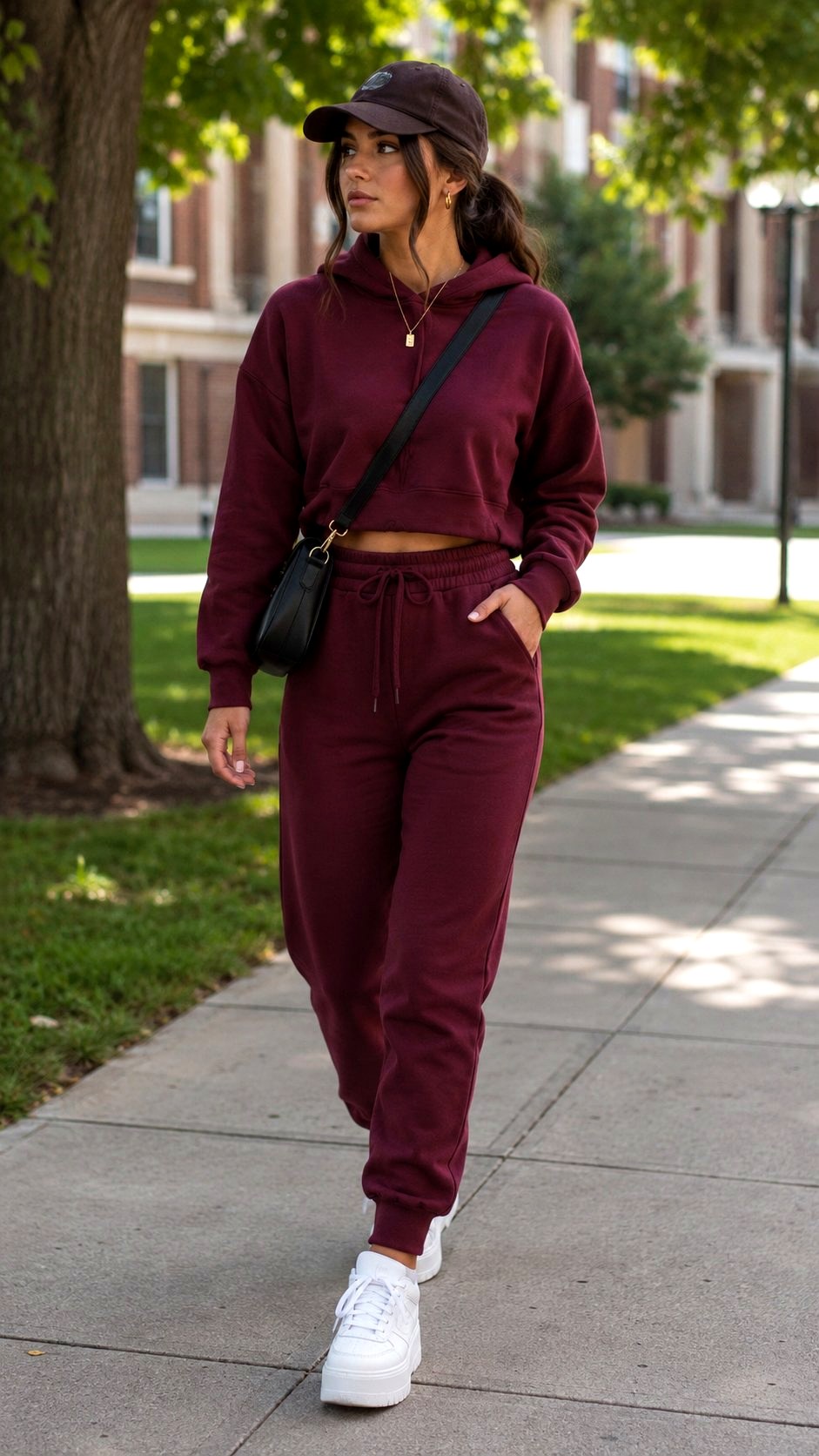 Matching Sweatsuit with Platform Sneakers - 21 Back to School  And High School Outfit Ideas