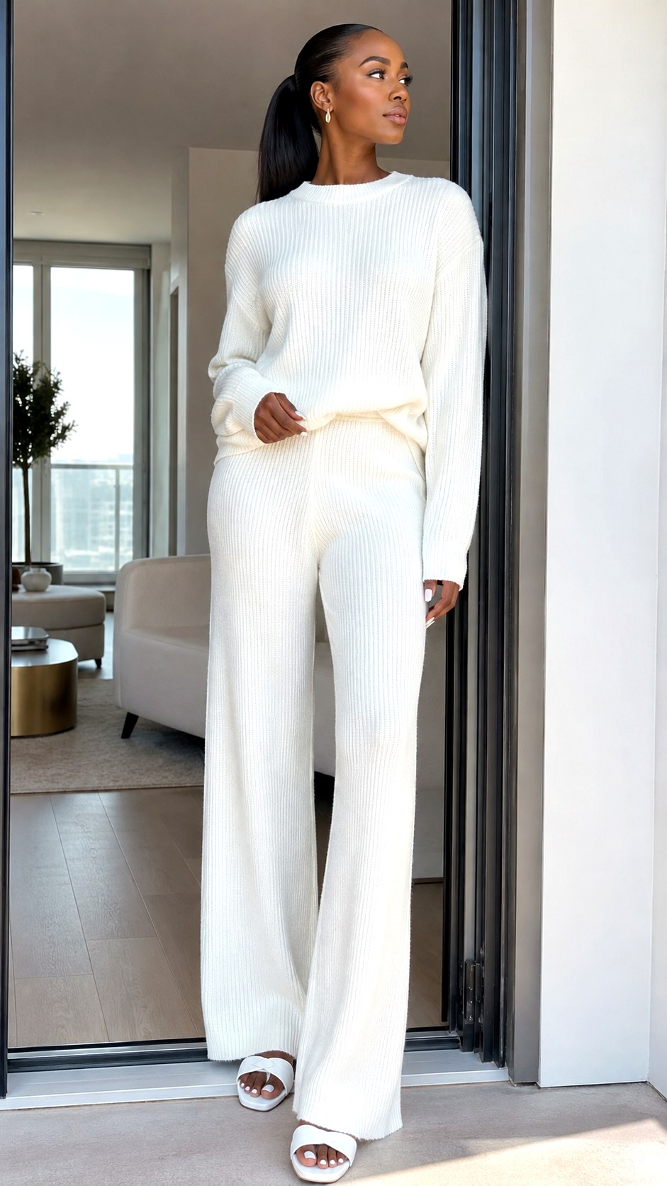 Matching White Knit Sweater Outfit Ideas - 21 white knit sweater outfit ideas