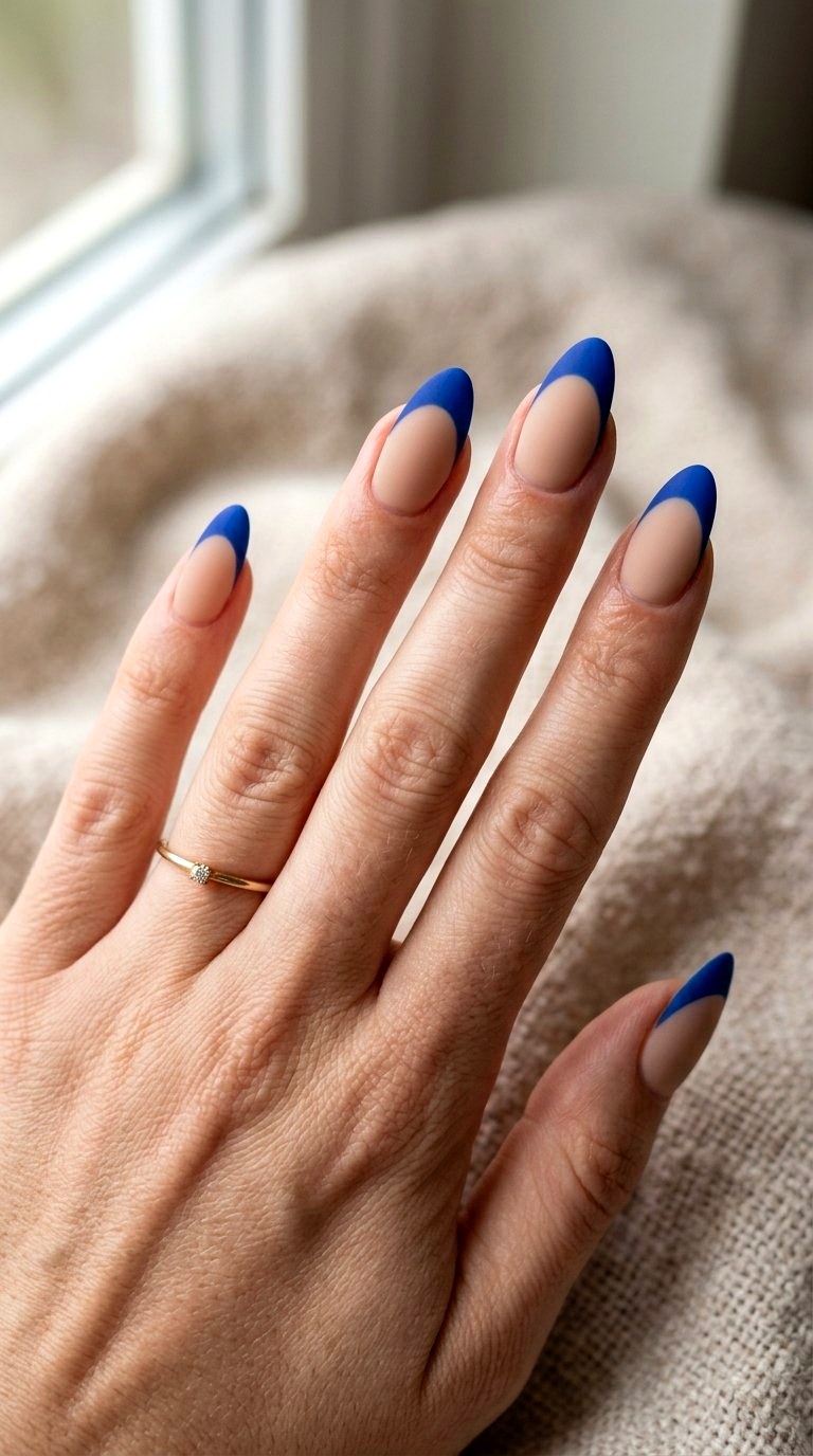Matte Bright Blue French Tip Nails - 21 bright blue french tip nails