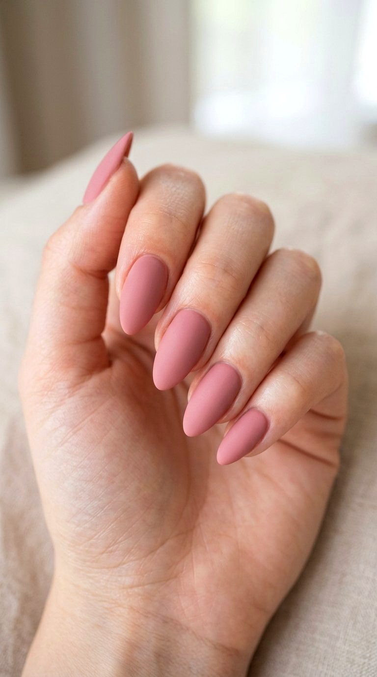 Matte Desert Rose Almond Nails - 20 Desert Rose Pink Nail Ideas