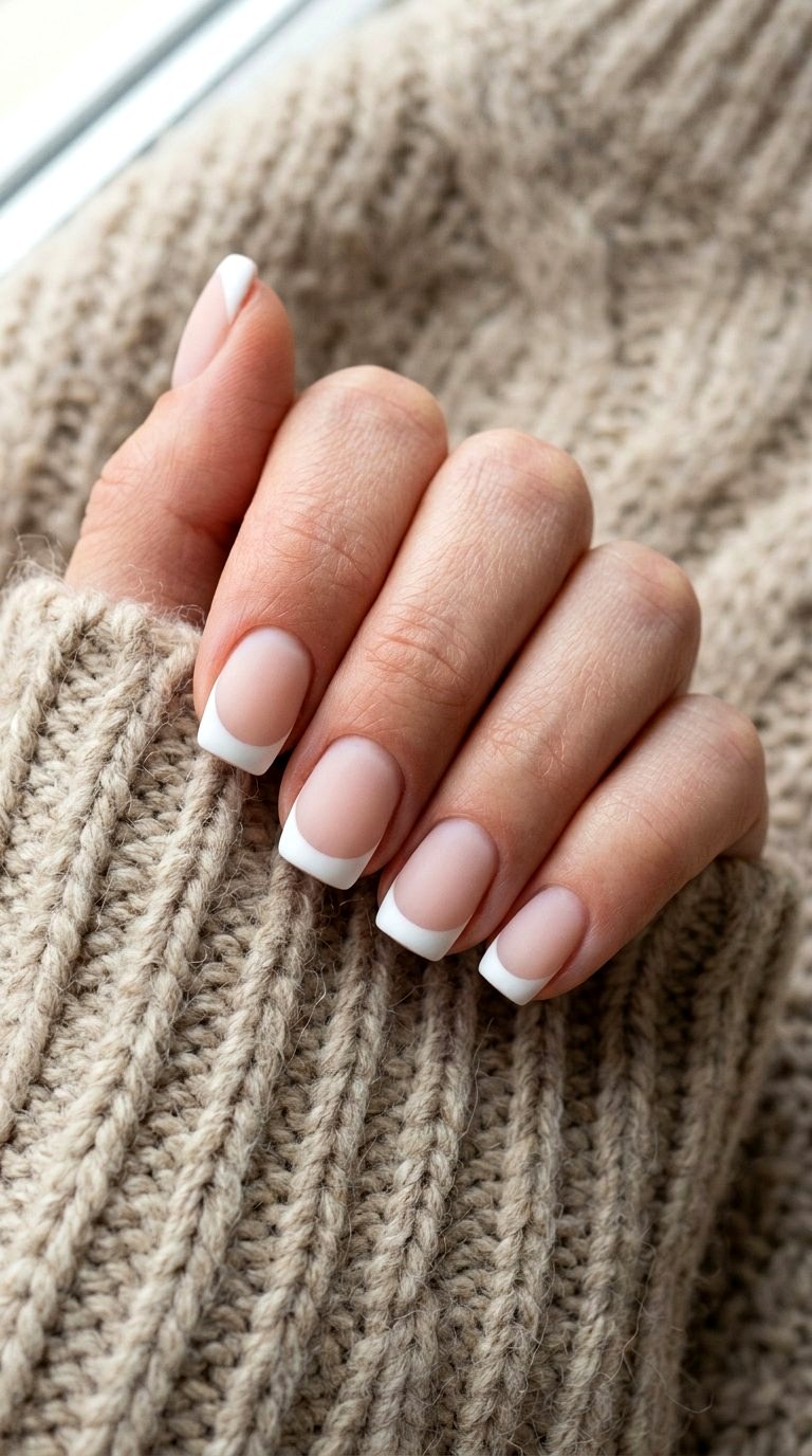 Matte Finish White French Tips - 20 White French Tip Nail Design Ideas