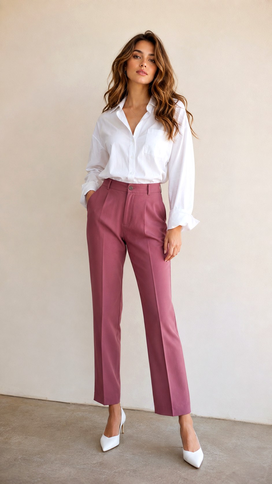 Mauve Tailored Straight Homecoming Pants - 22 homecoming pant outfit ideas