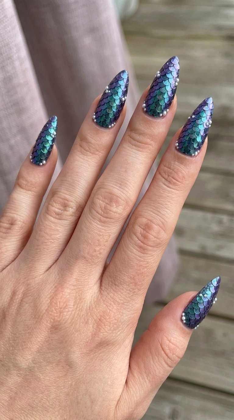 Mermaid Core Iridescent Sea Scale - 22 Summer Nail Art Ideas