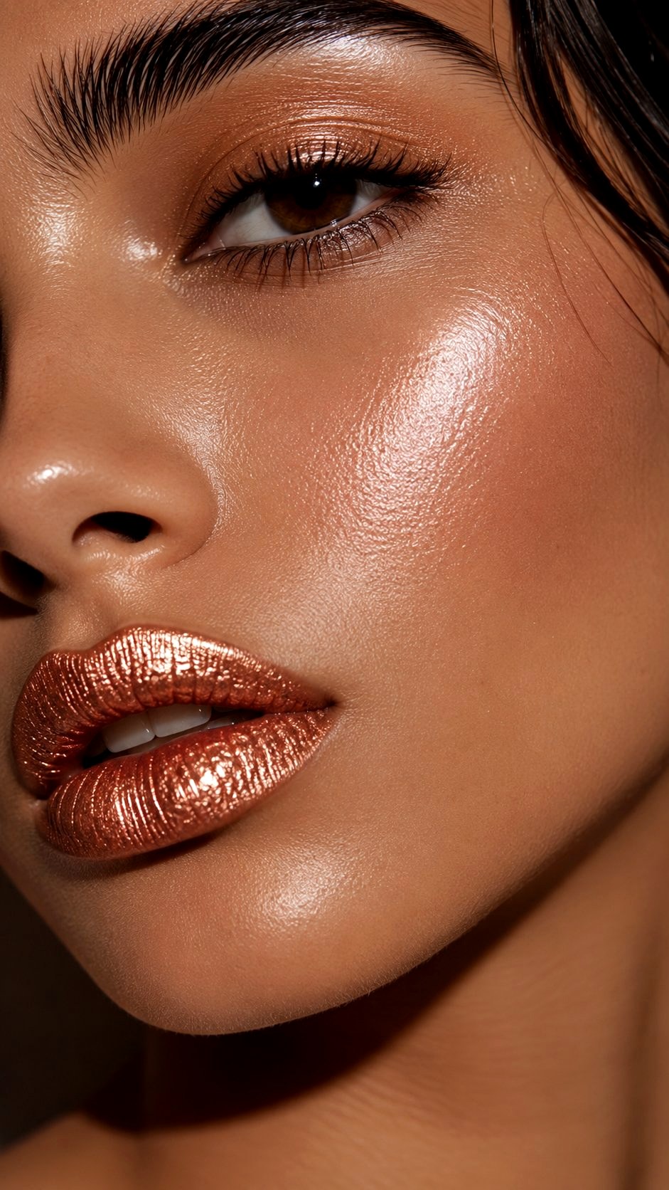 Metallic Copper Foil Lipstick - 20 Olive Skin Lip Color Looks