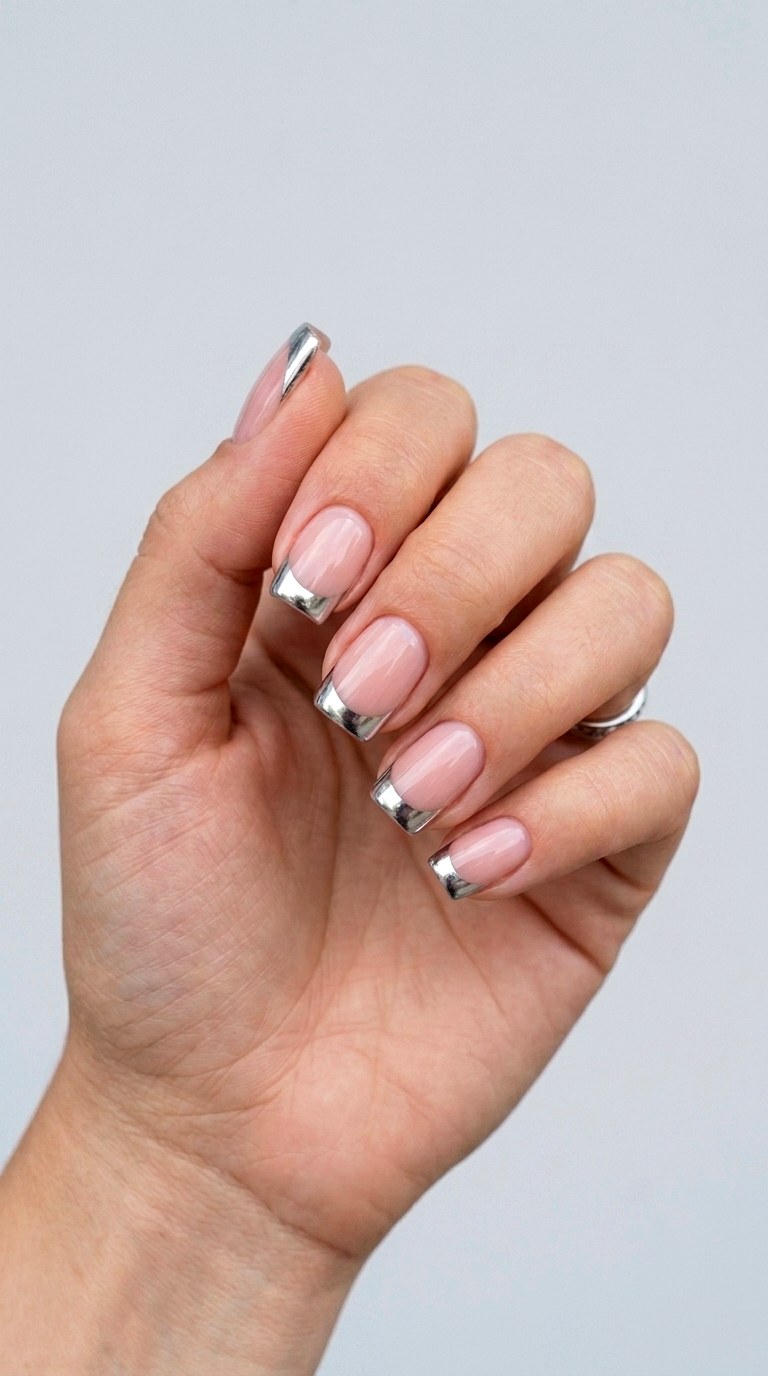 Metallic Silver Square Tips - 23 Trendy Nail Designs