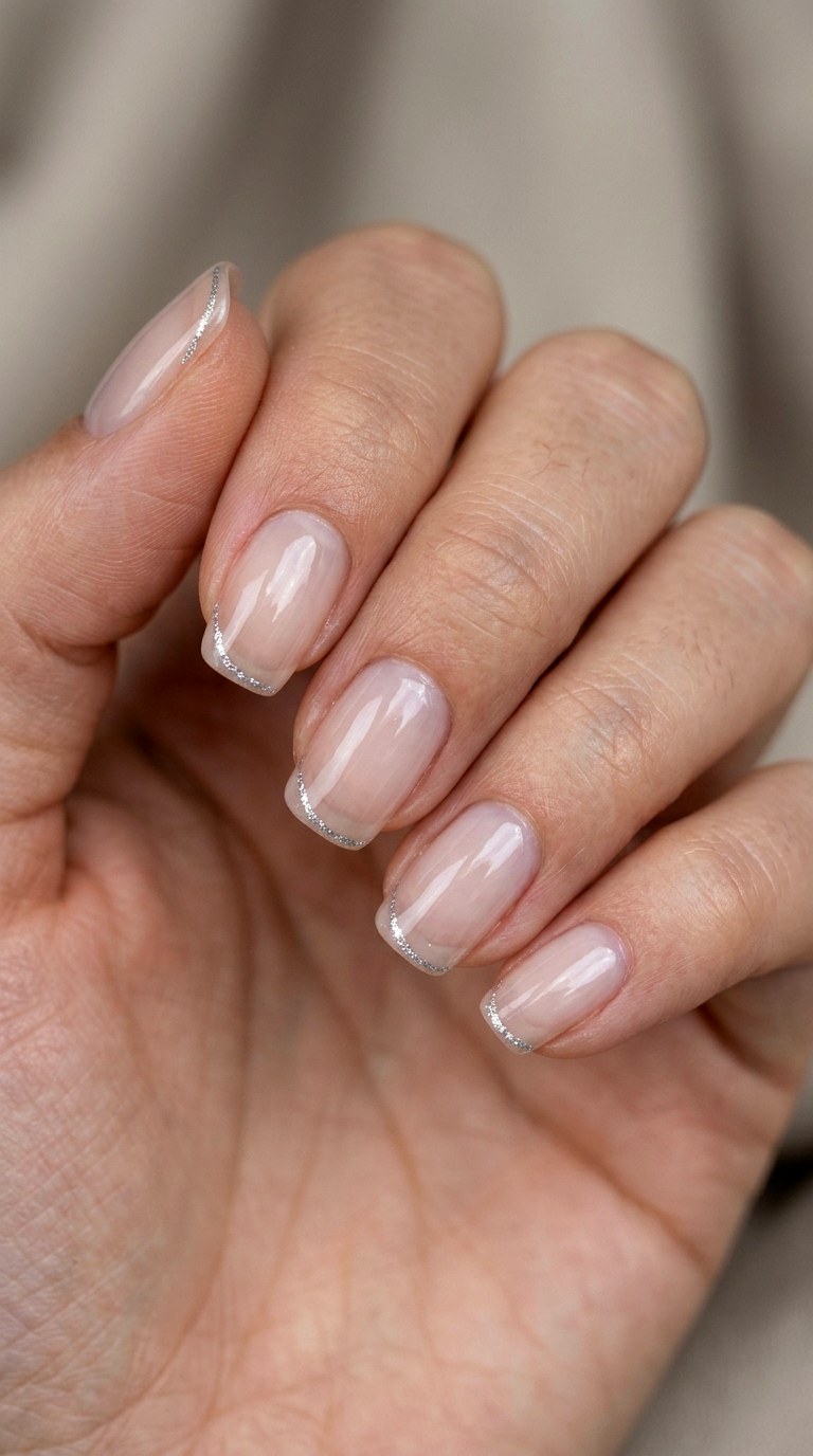Micro Glitter Silver French Tip - 23 thin french tip nail art designs