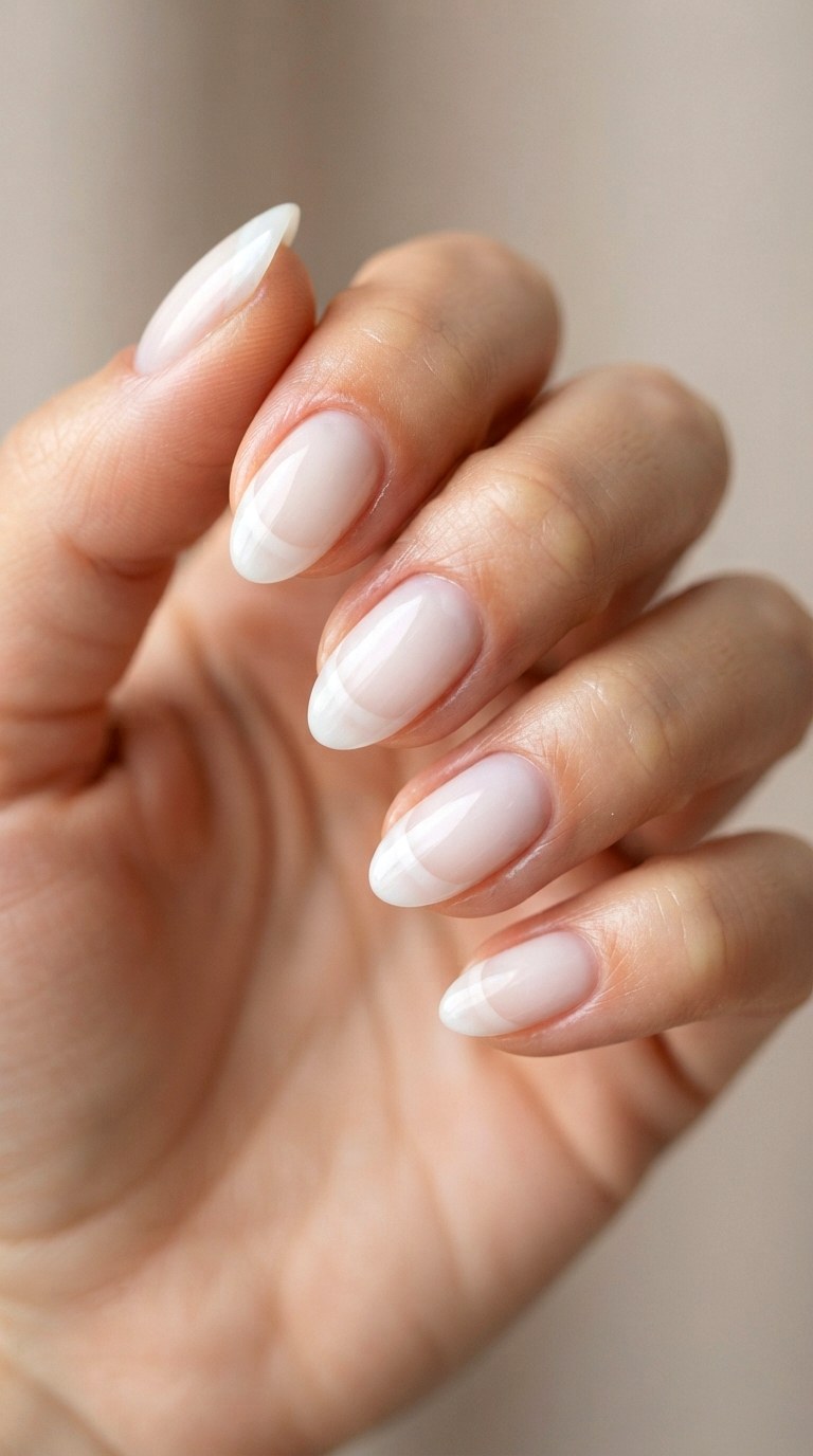 Milky Glass French Tip Design - 22 natural french tip nail art ideas