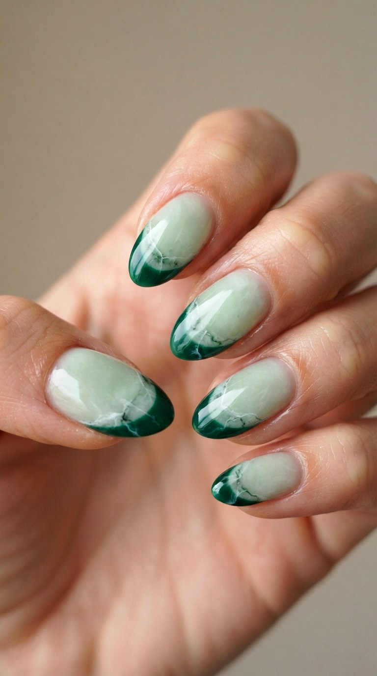 Milky Jade Stone Inspired Tips - 20 gel french tip nail art ideas