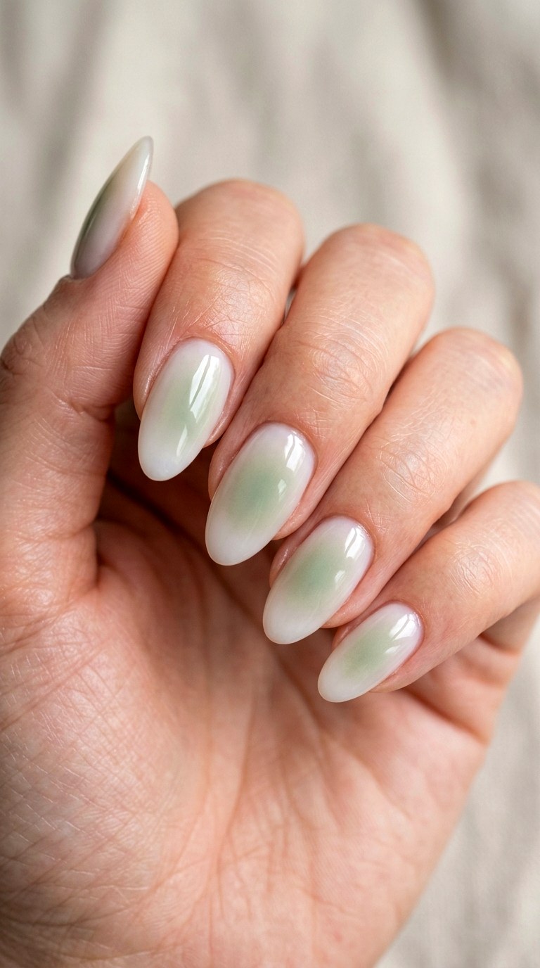 Milky White Minimalist Aura Nails - 24 teen nail art ideas
