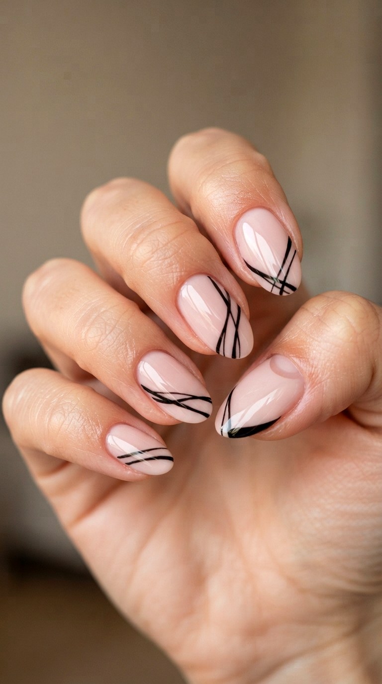 Minimalist Abstract Line Nail Art - 21 back to school nail art design