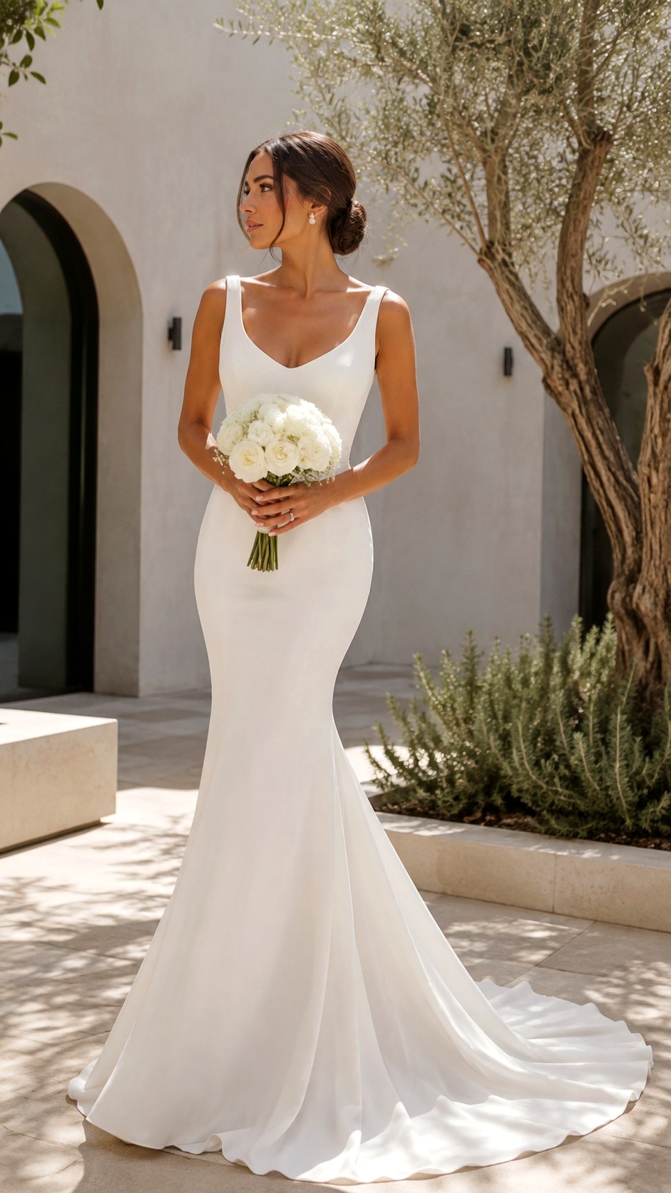 Minimalist Crepe Fit and Flare Dress - 22 Dream Wedding Simple Dresses Ideas