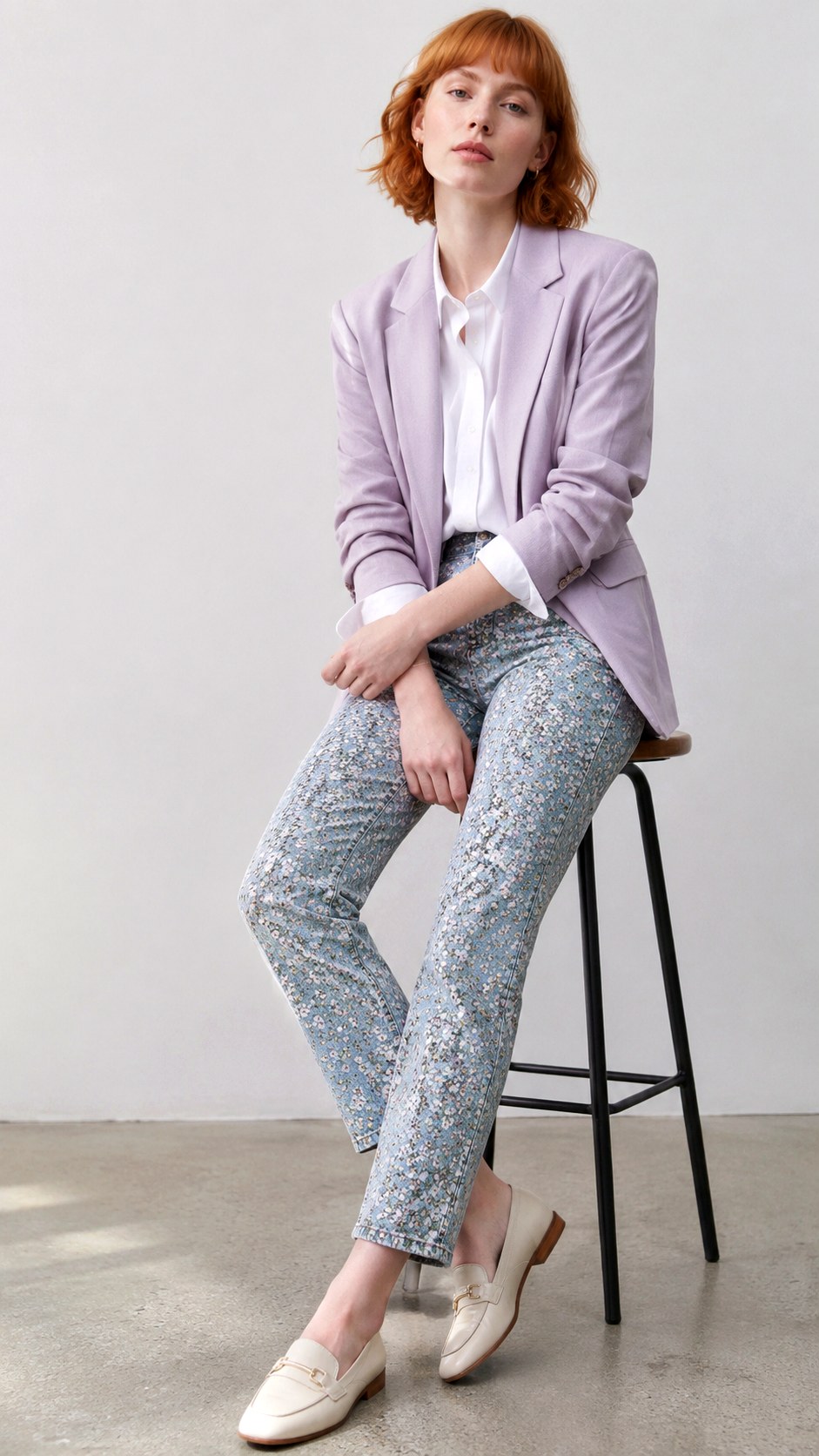 Minimalist Ditsy Floral Jeans - 22 floral jeans outfit ideas