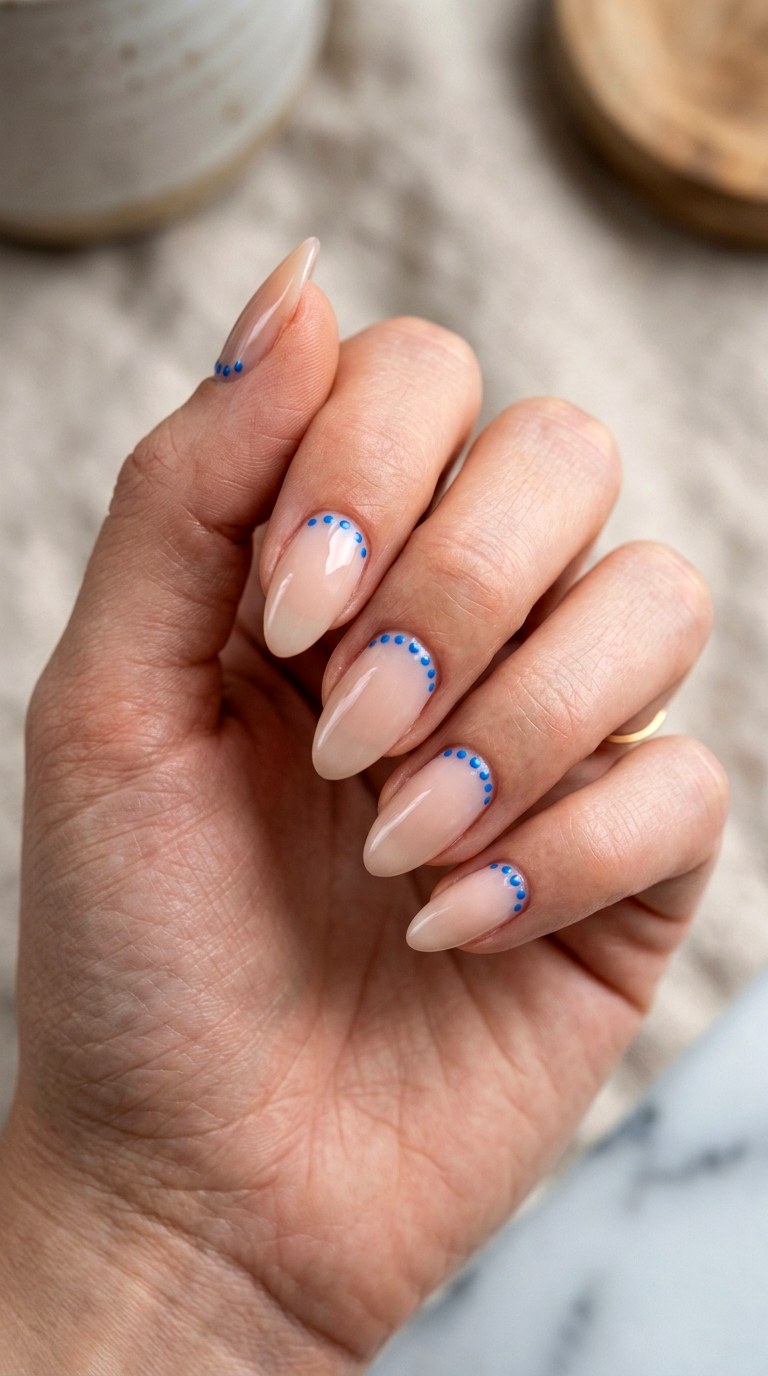 Minimalist Dot Bright Blue Nails - 22 bright blue nails