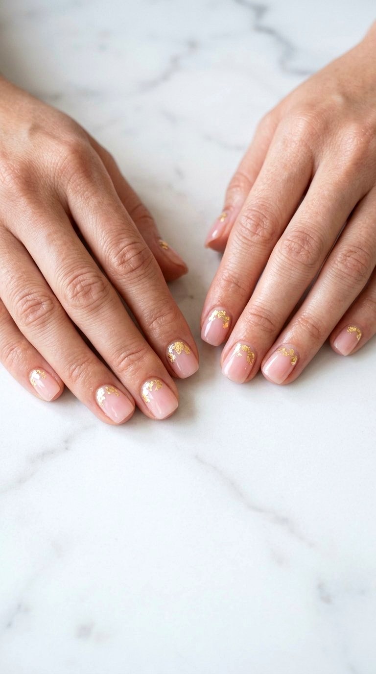 Minimalist Gold Leaf Short Nails - 20 Summer Short Nail Designs