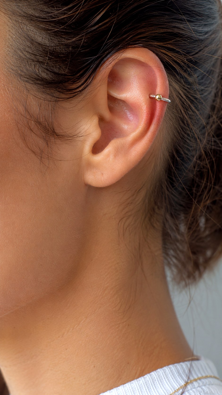 Minimalist Mixed Metal Cartilage Ring - 24 gold and silver jewelery ideas
