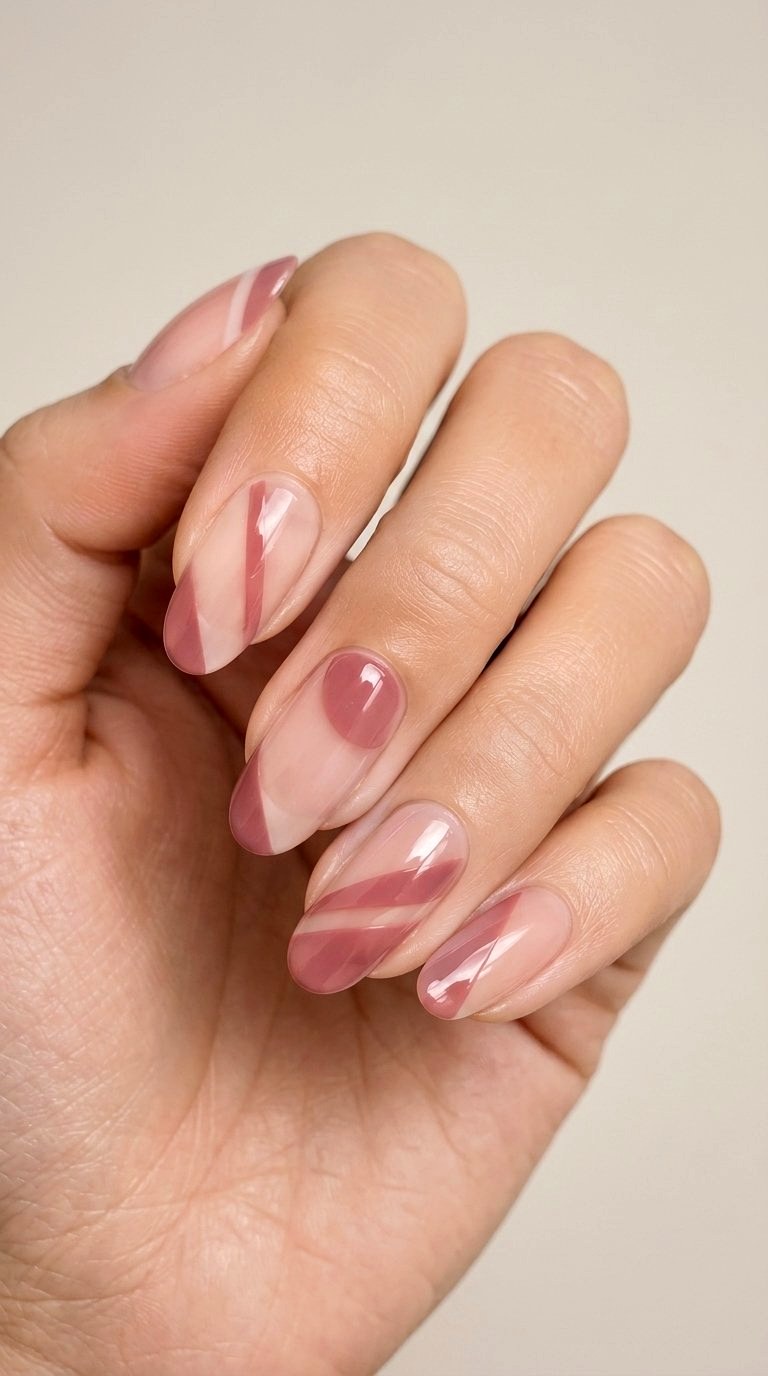 Minimalist Rose Negative Space - 20 Desert Rose Pink Nail Ideas