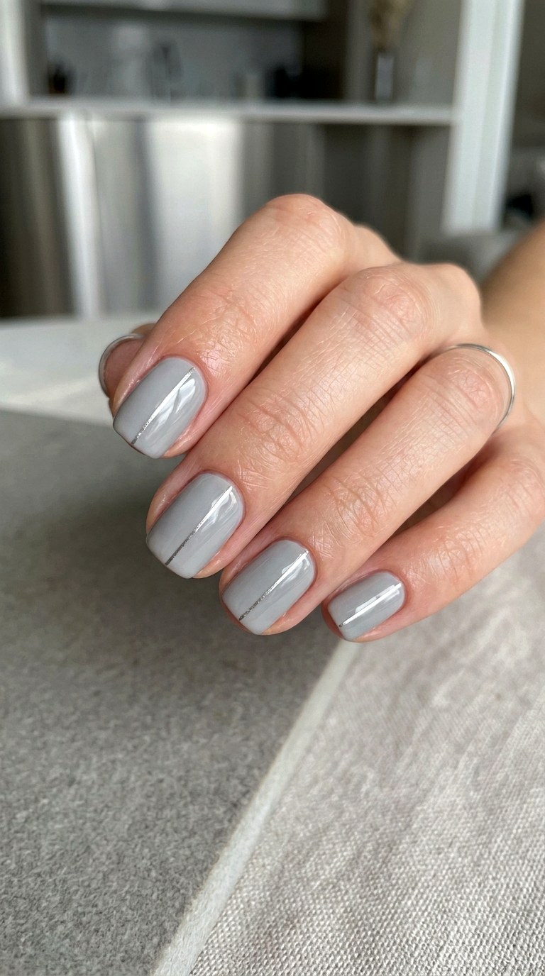 Minimalist Silver Lining Stripes - 24 Easy Nail Design Ideas