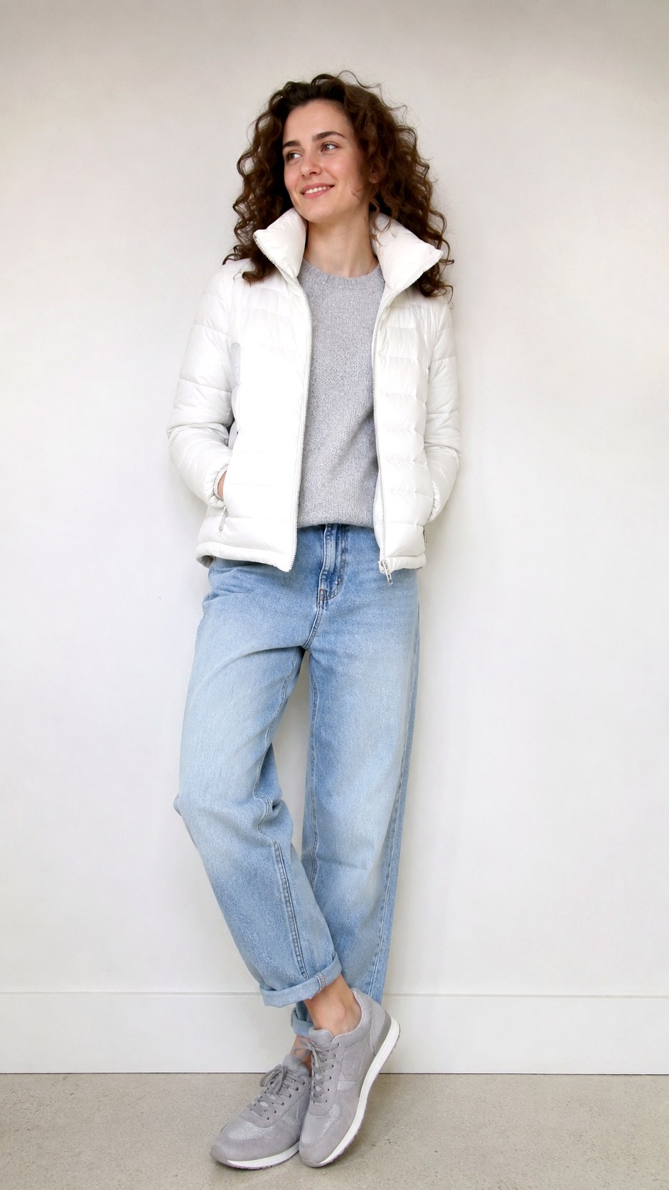 Minimalist White High Collar Jacket - 21 high collar jacket outfit ideas