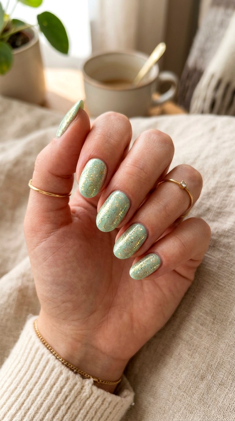 Mint Chocolate Chip Iridescent - 22 Glazed Donut Chrome Nail Ideas