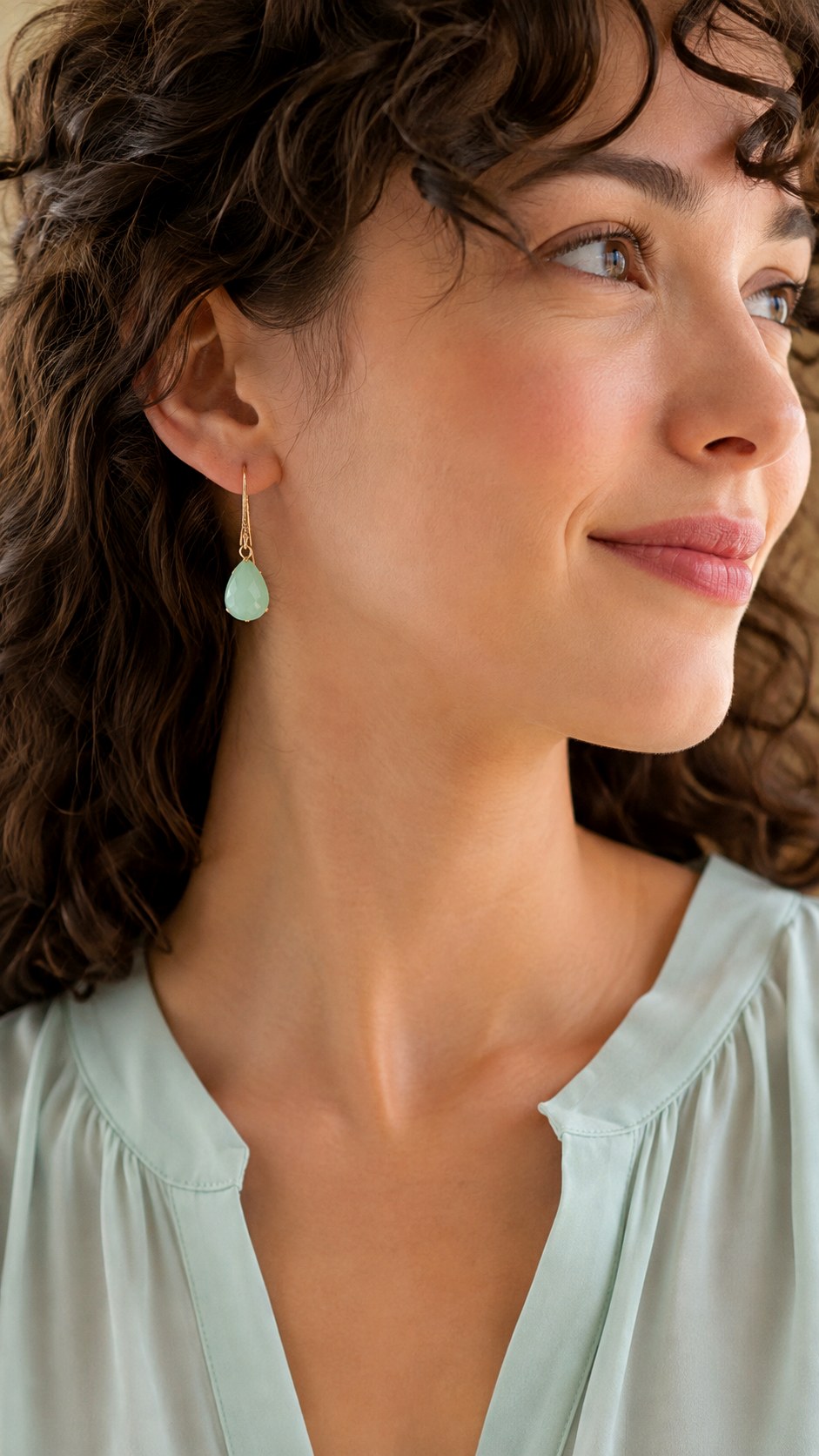 Mint Green Chalcedony Drop Earrings - 23 color jewelry ideas