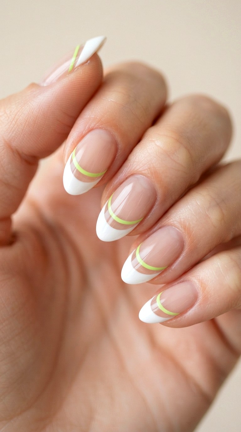 Misaligned Double French Tip Design - 21 cute french tip nail art ideas