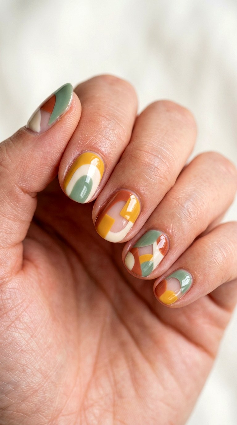 Mismatched Abstract Color Blocking Nails - 24 teen nail art ideas