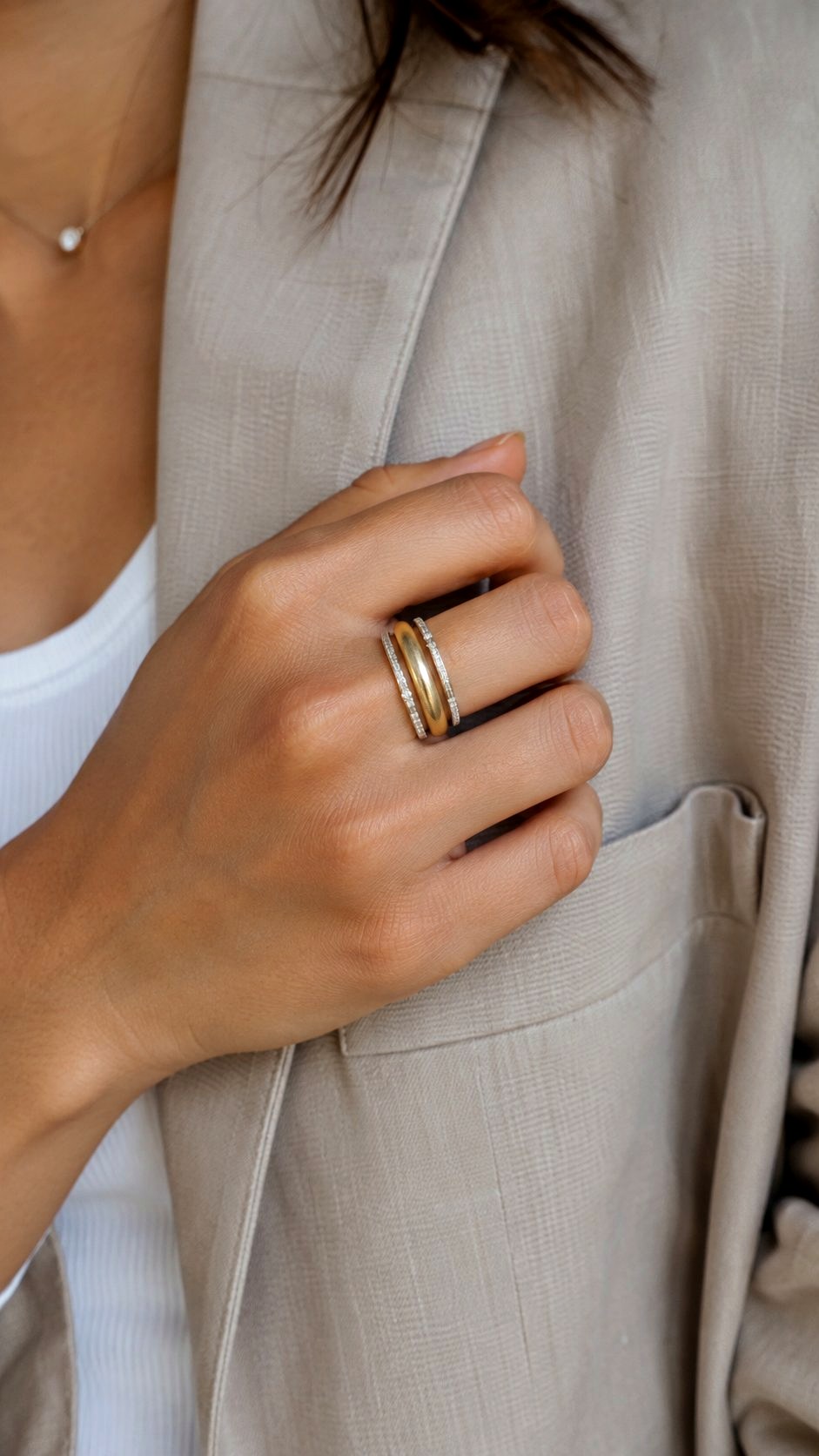 Mixed Metal Ring Layering - 20 mixing gold and silver jewelry ideas
