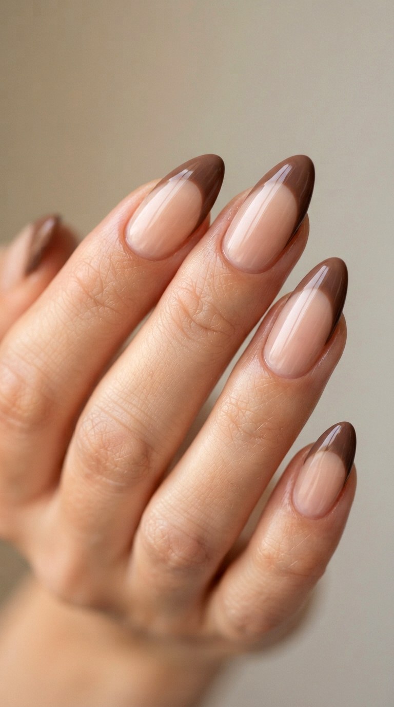 Mocha Mousse Deep French Tips - 21 deep french tip nail art ideas