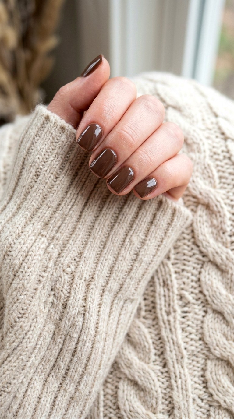 Mocha Mousse Solid Color - 23 Trendy Nail Designs