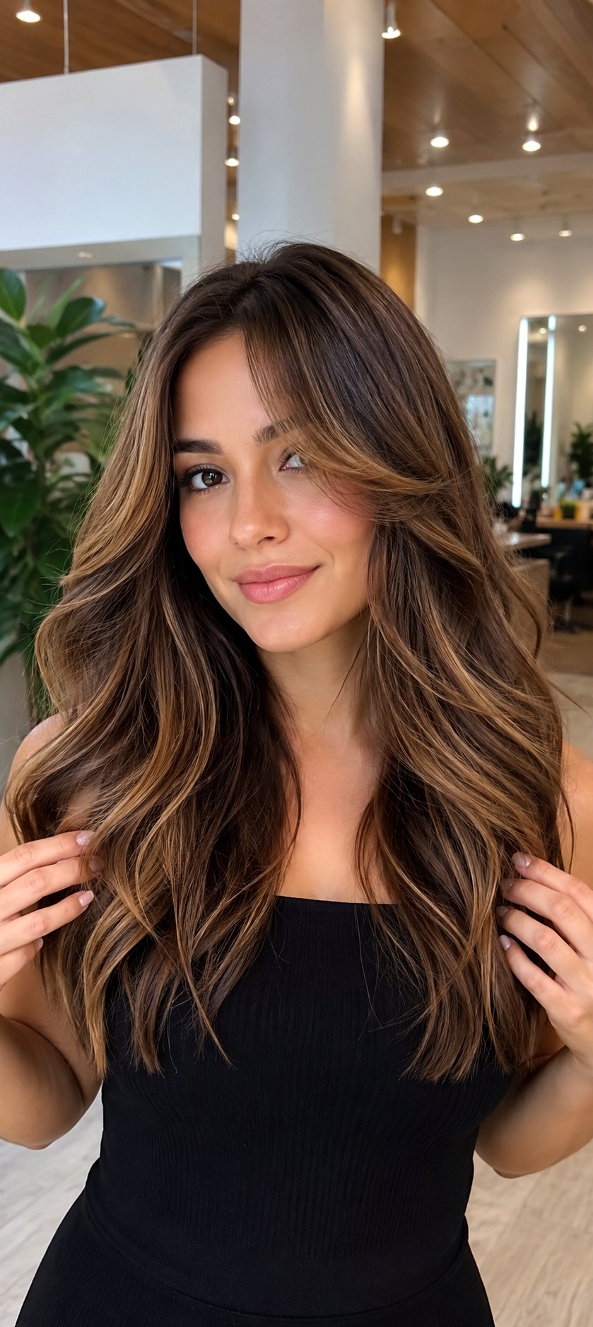 Mocha Swirl with Lightly Layered Ends - 22 haircut long layers ideas