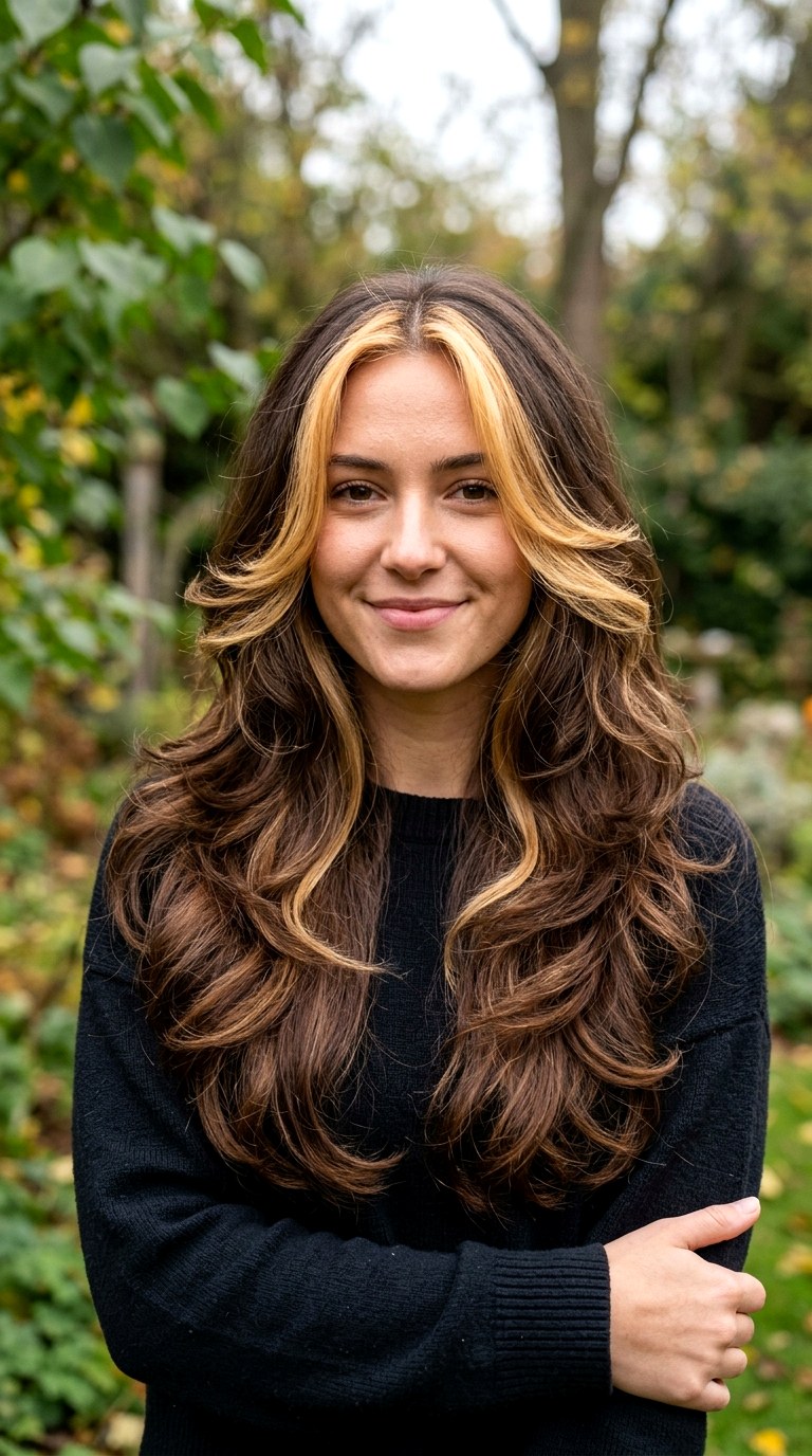 Mocha and Honey Money Piece Layers - 22 butterfly layers hair long ideas