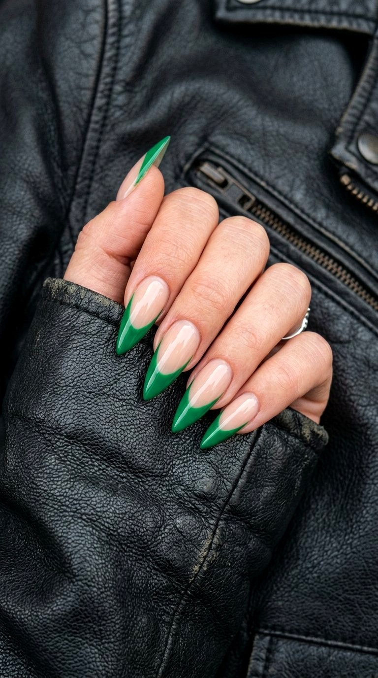 Money Green Frenchies - 21 Nail Art at Home Ideas