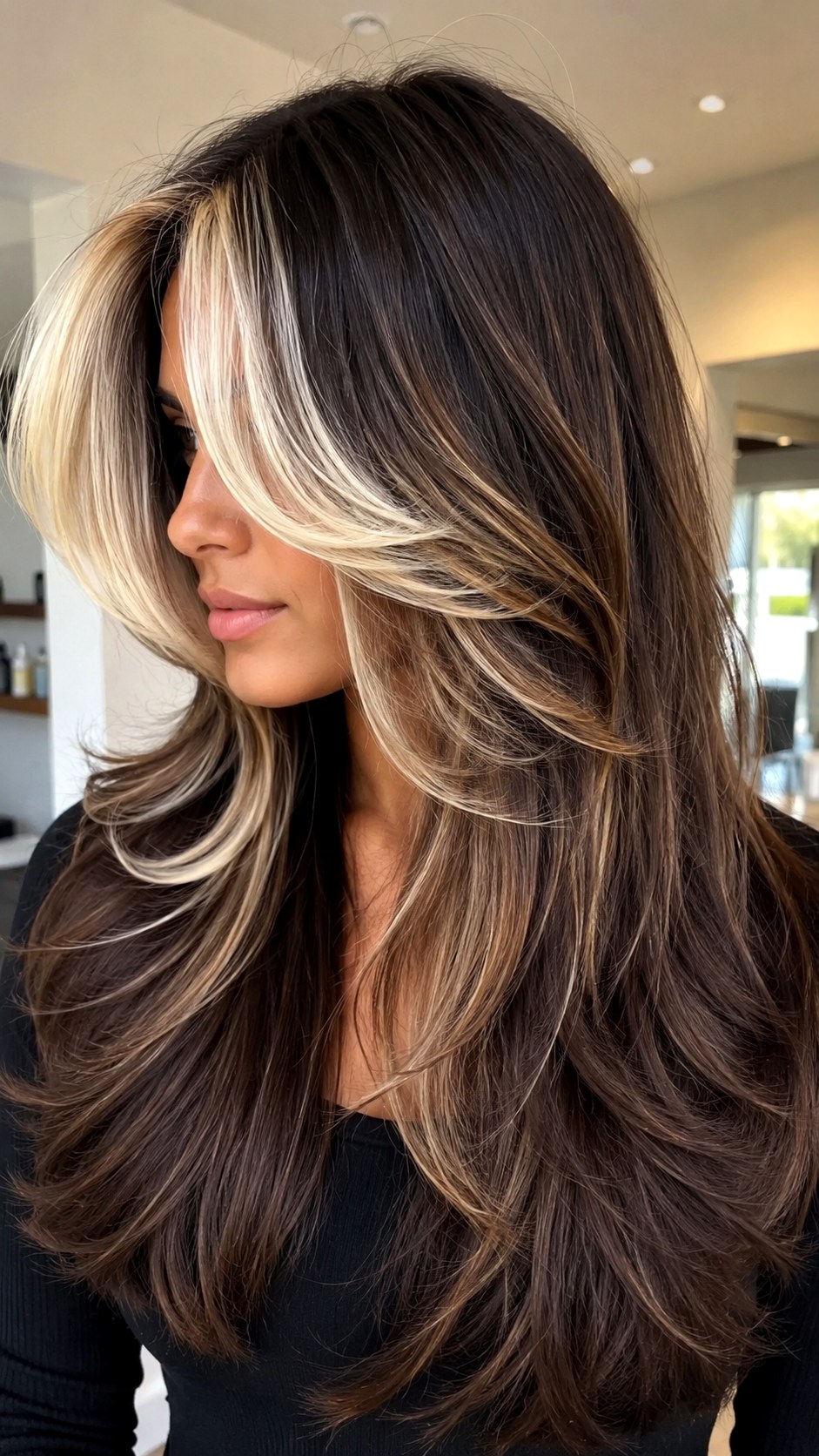 Money Piece Highlights on Butterfly Lengths - 23 butterfly haircut long layers ideas