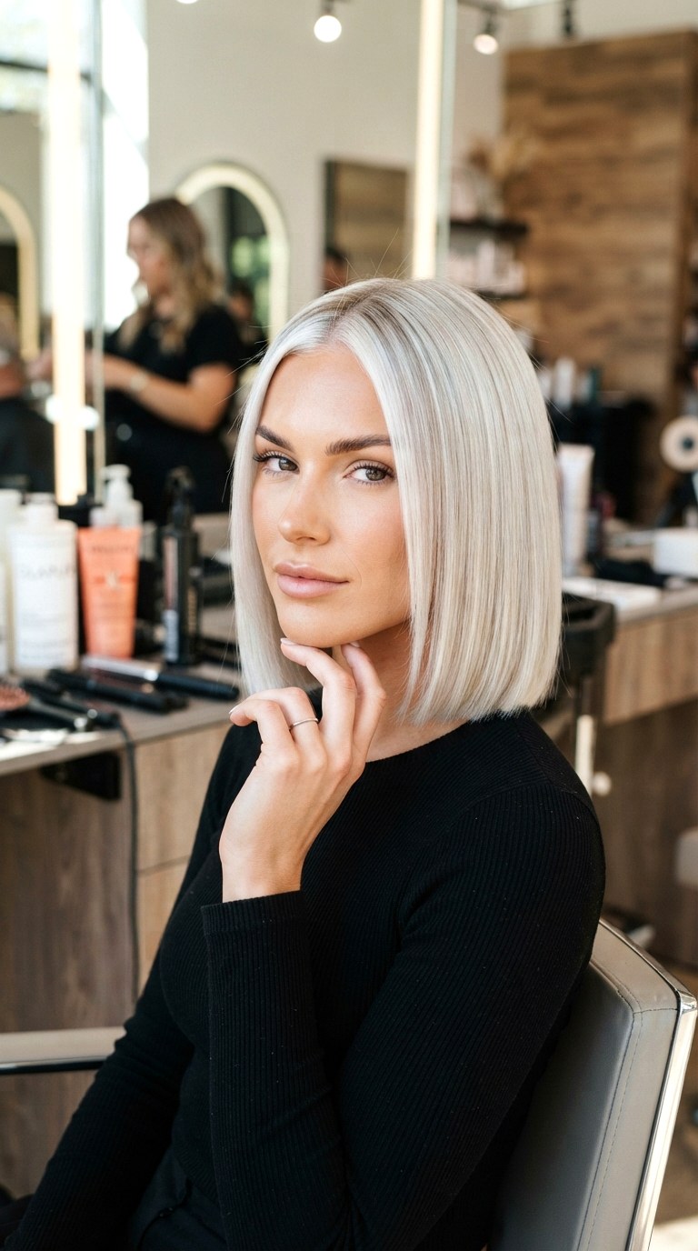 Money Piece Platinum Blonde Bob - 22 hair dye ideas highlights
