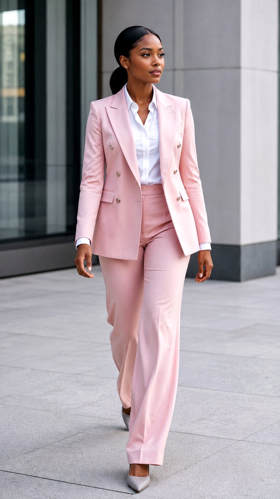 Monochromatic Baby Pink Power Suit - 25 baby pink outfit ideas