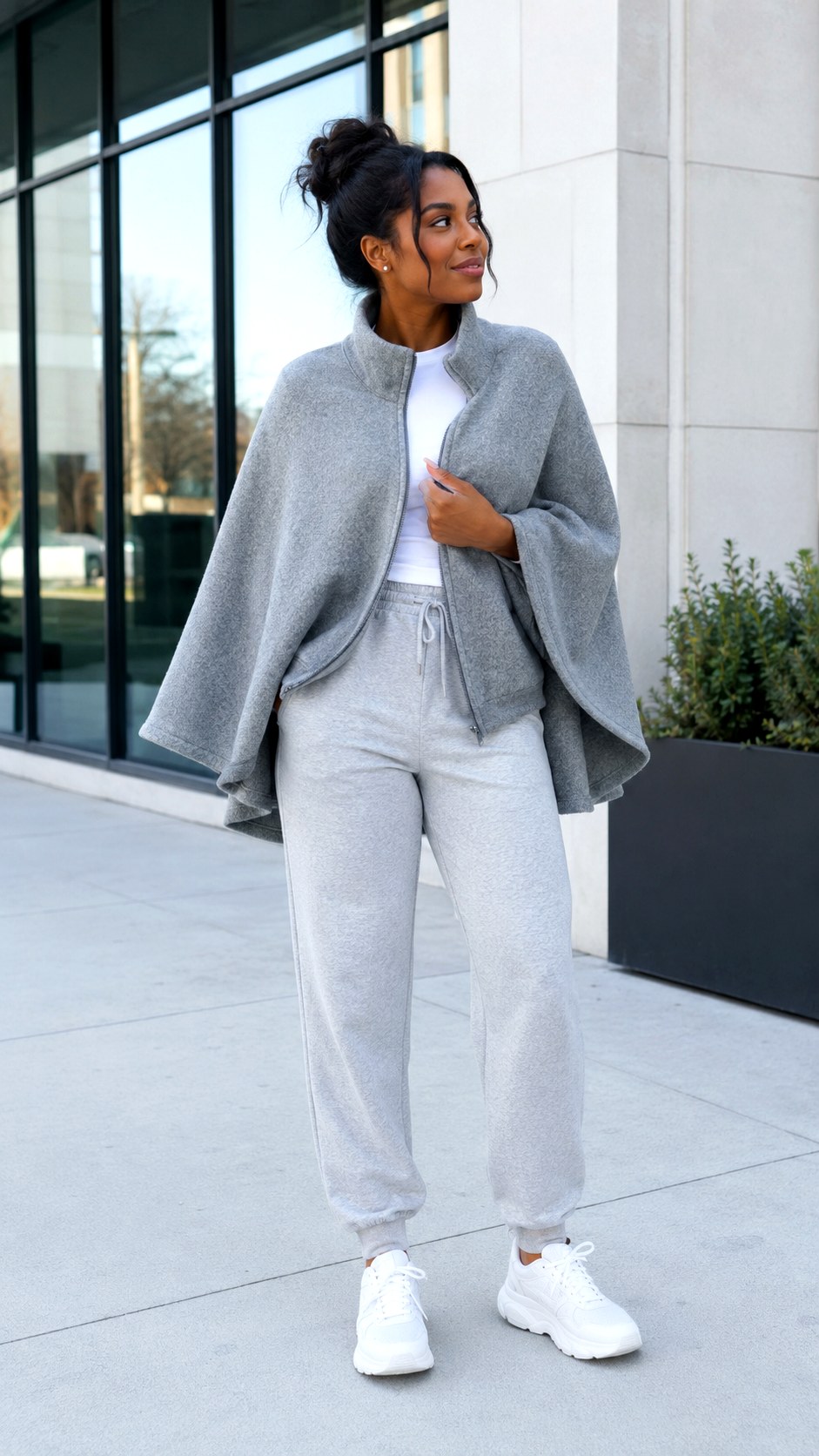 Monochromatic Grey Cape Outfit Ideas - 24 pleated trouser outfit ideas
