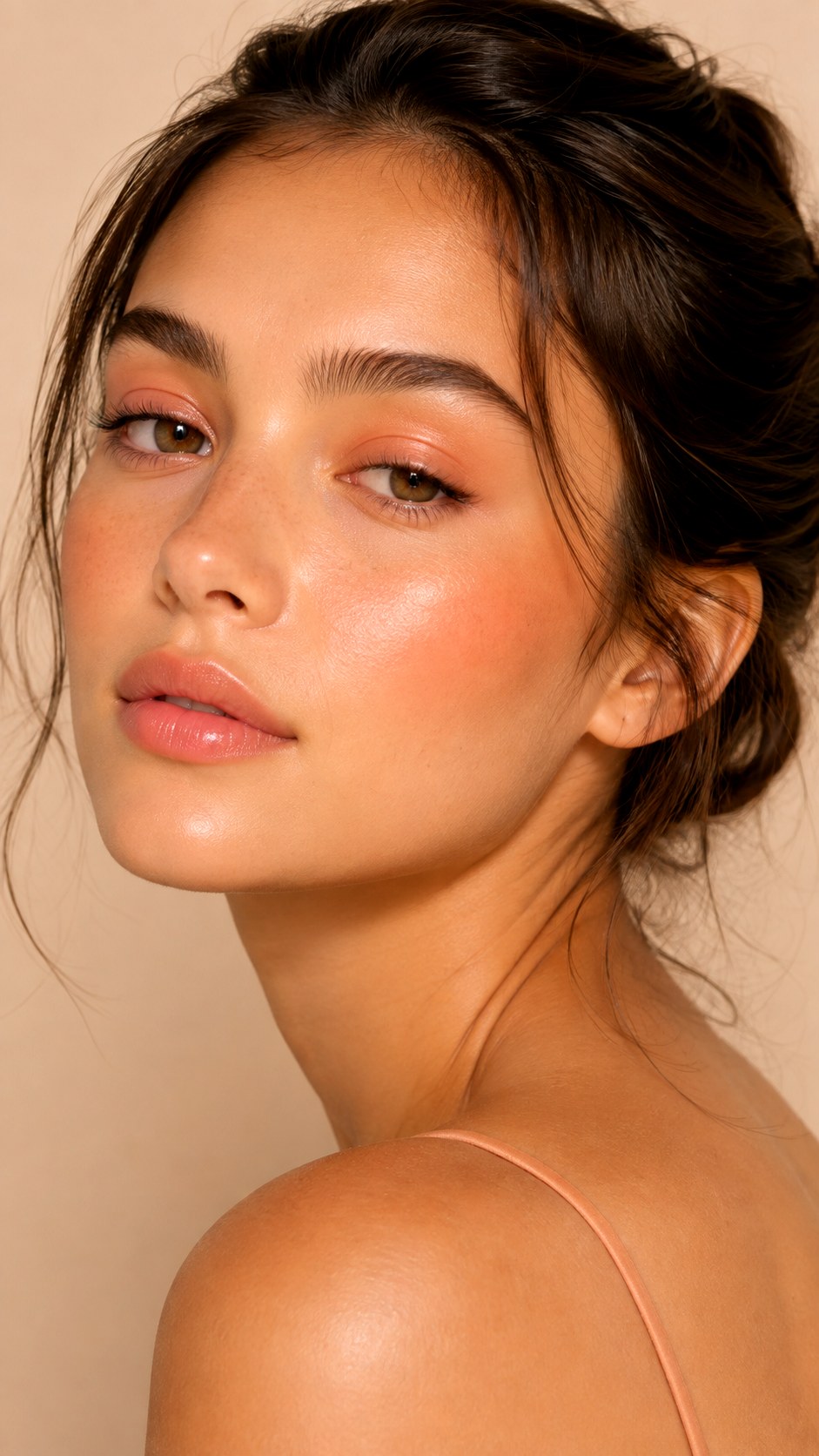 Monochromatic Peachy Glossy Lip Combo - 25 Jelly Blush Makeup Ideas