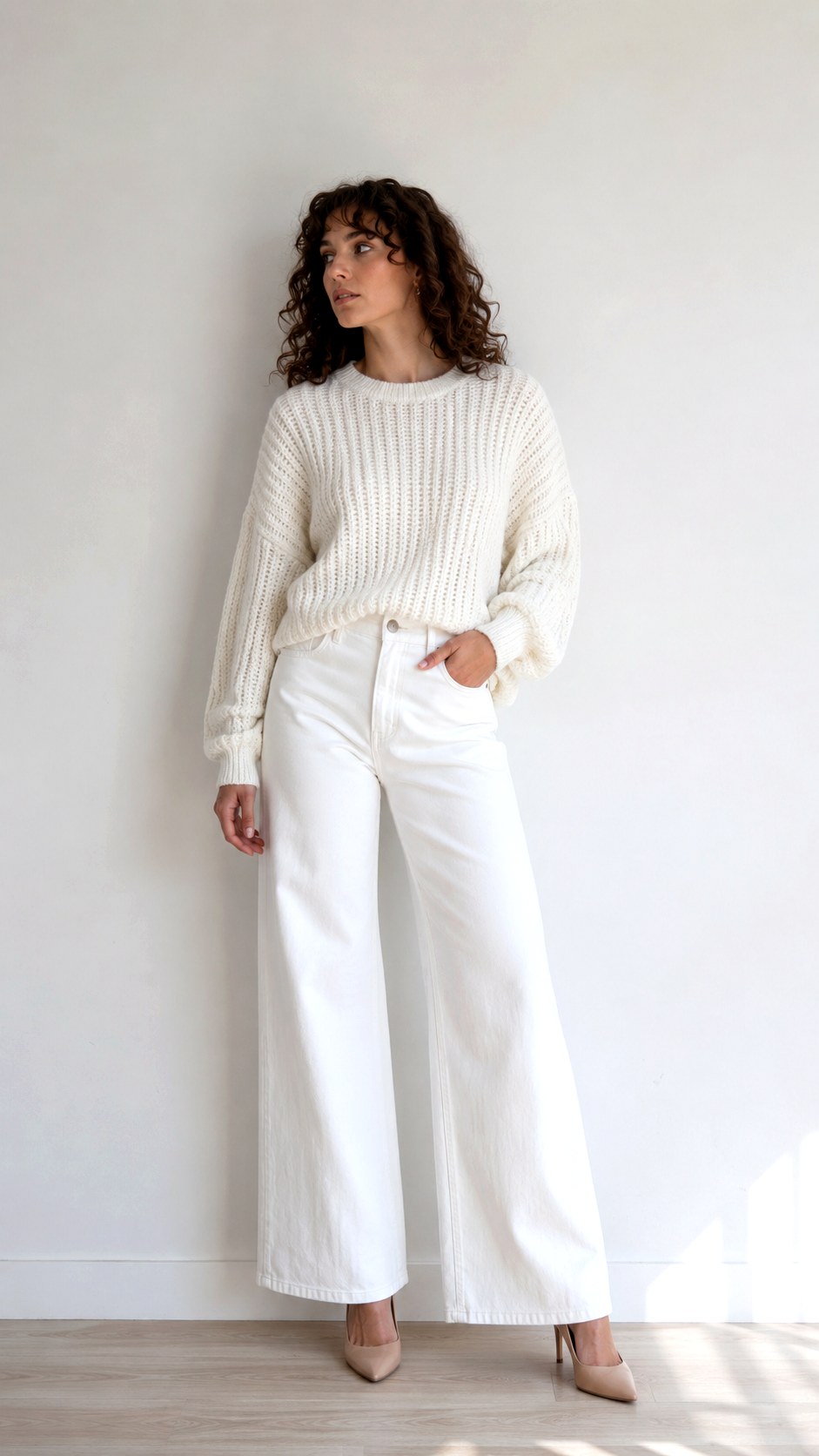 Monochromatic White Knitted Sweater Aesthetic - 23 white knitted sweater outfit ideas