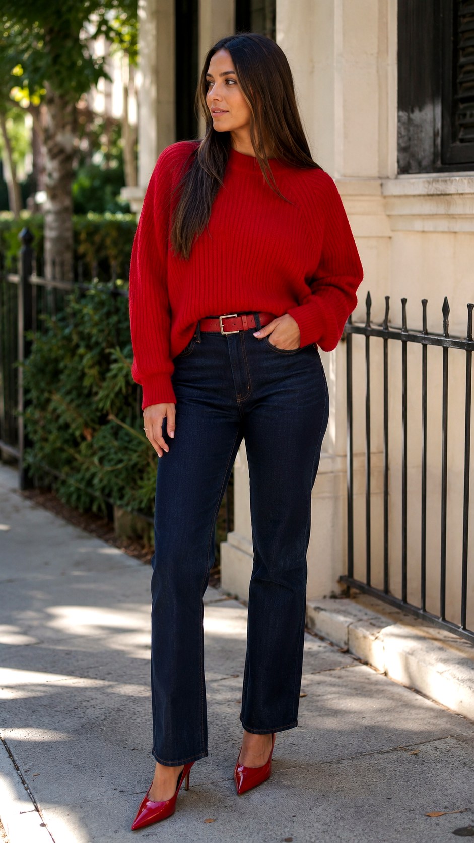 Monochrome Red Hoco Jean Outfit - 25 hoco jean outfit ideas